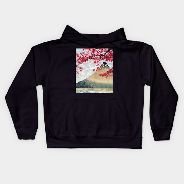 Mount Fuji Maple Leaves Momiji Japan Art Kids Hoodie by geekmethat